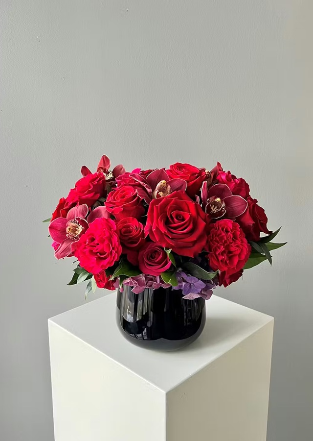 Display of Crimson Couture by The Flower Alley