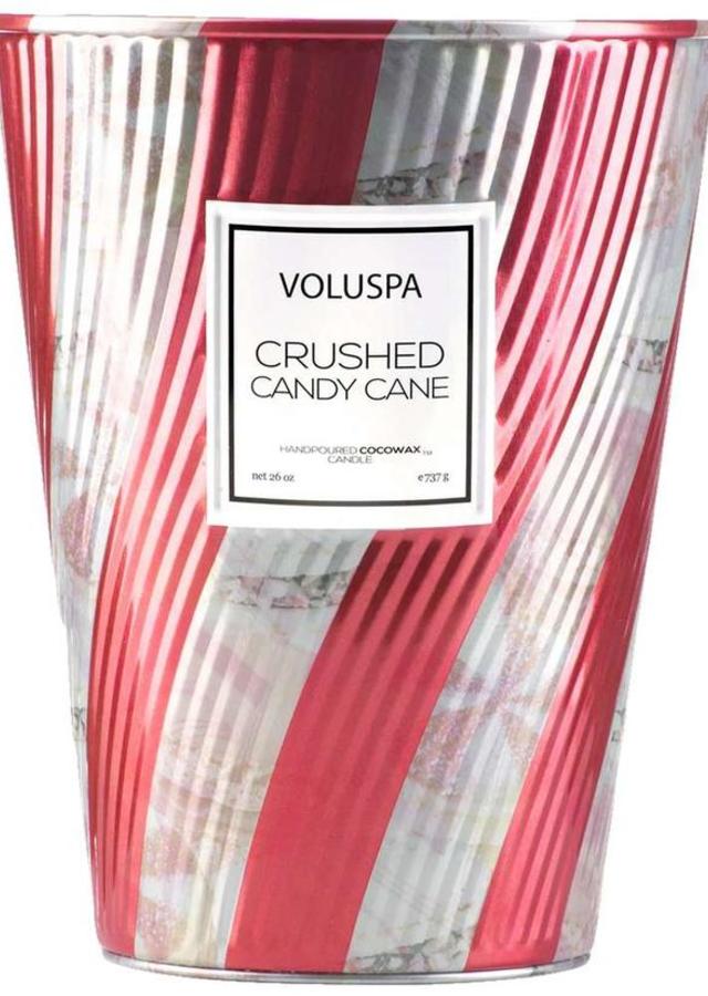 Crushed Candy Cane 2 Wick Table Tin by The Flower Alley