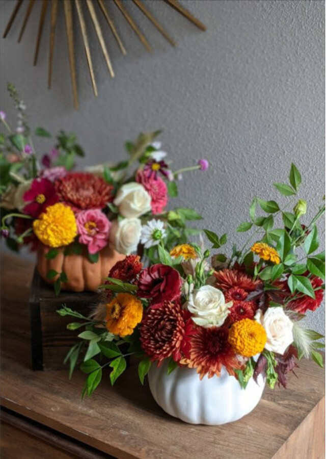 Display of Fall Pumpkin Inspired Workshop: October 24th by The Flower Alley