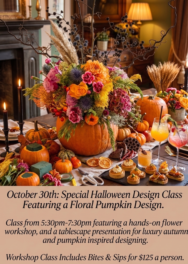 Display of Halloween Floral Design Class: October 30th by The Flower Alley
