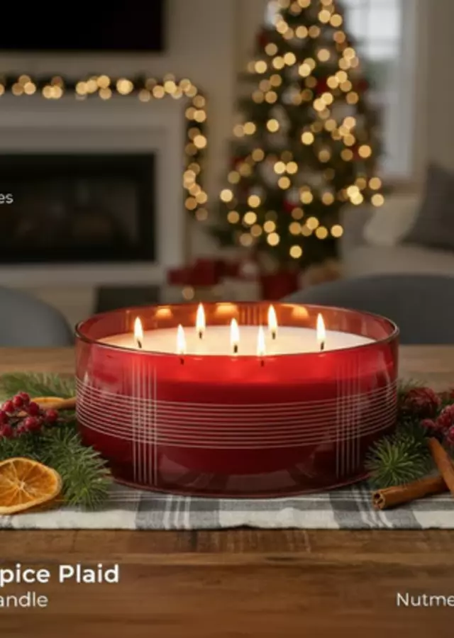 Display of Holiday Spice | 60oz Plaid Glass XL by The Flower Alley