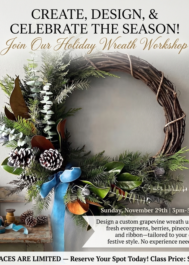 Holiday Wreath Workshop: November 29th by The Flower Alley