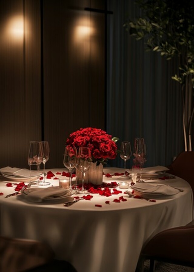Display of Romantic Dinner Package by The Flower Alley